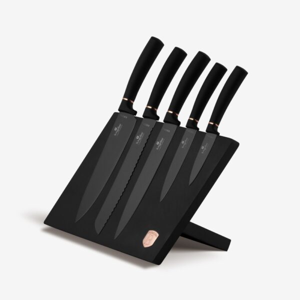 Berlinger Haus Knivsæt I 6 Dele Med Magnetisk Holder Rustfrit Stål Black Rose Collection Fra Capida