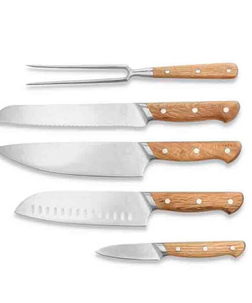 Foresta Knivsæt 5 Dele Eg Rustfrit Stål Fra Morsø