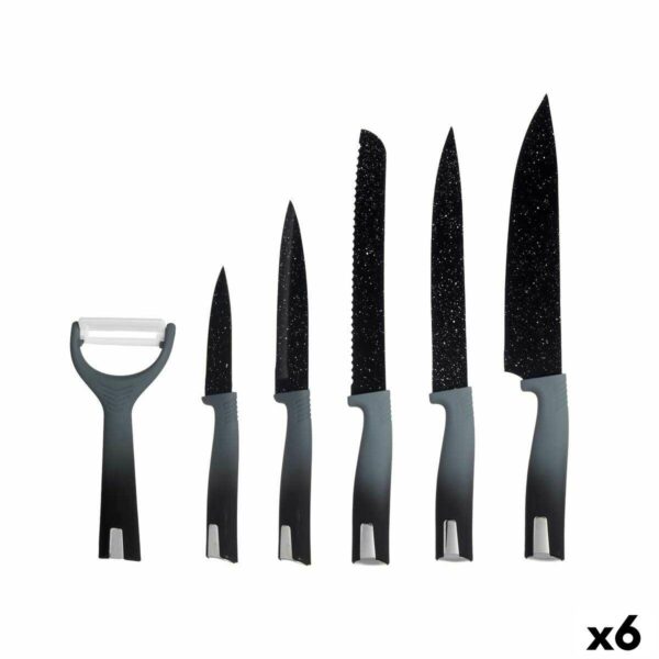 Knivsæt Sort Rustfrit Stål Polypropylen 6 Enheder 6 Dele
